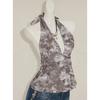 Women Halter Tie Back Backless Short Ruched Fitted Summer Camisole
