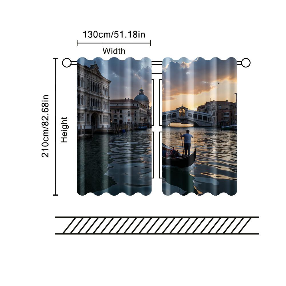2 st, filtergardiner (exklusive spön, icke-rörlig, utan batterier) Tower Bridge-scen för användning i sovrum och vardagsrum