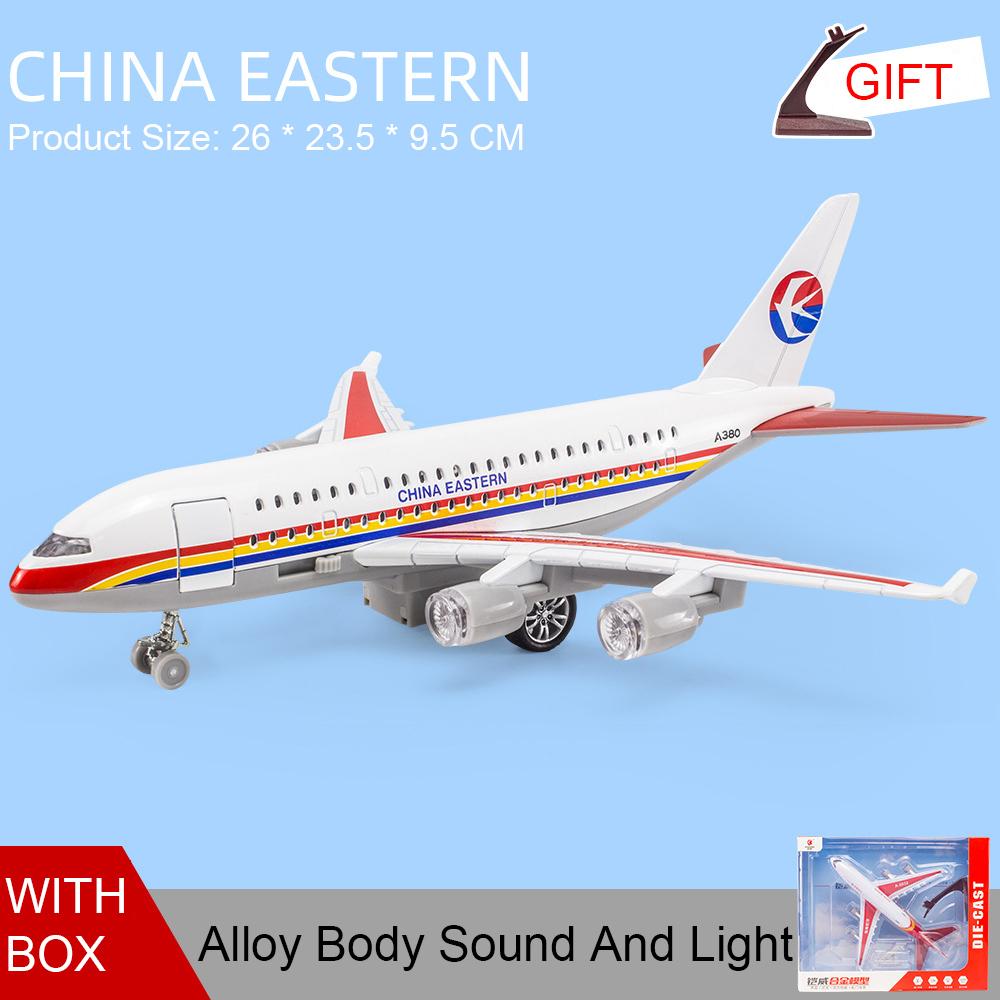 Children's Pressure Molten Metal Toy Airplane, 10-inch Original A380 Model, Audio-visual Simulation Airplane, Gift