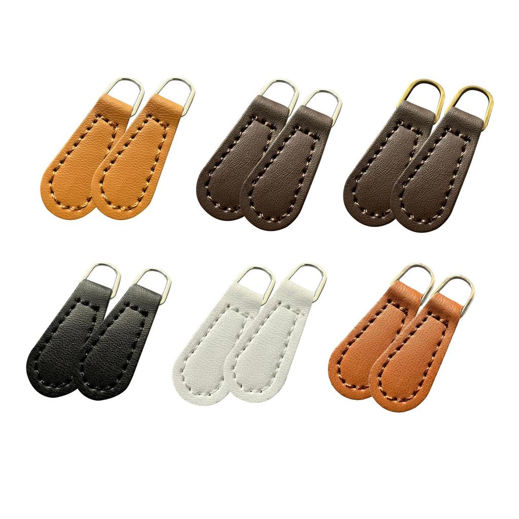 2Pcs Zipper Pulls, Zipper Heads PU Leather Replacement Zip Puller Tags Pull Tabs