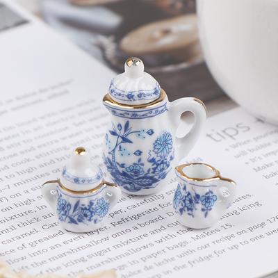 15 Pcs 1:12 Dollhouse Miniature Tableware Porcelain Ceramic Tea Cup Set