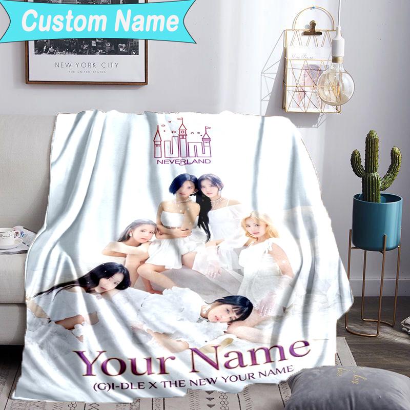 Custom Name Blanket Kpop Idle Group Dynasty Blanket Bedding Blanket for Travel, Camping, Living Rooms, Offices, Sofas, Fan Christmas Gift