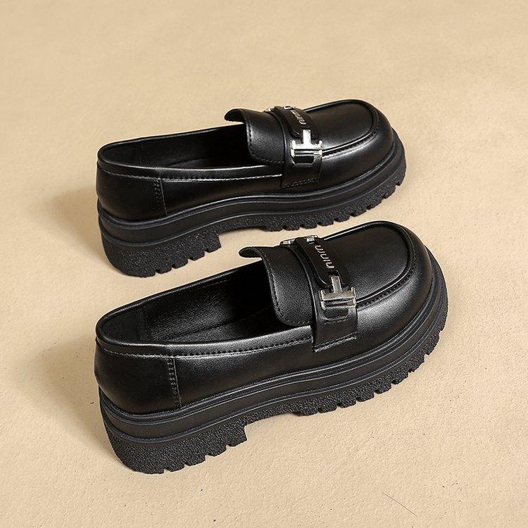 

Platform loafers women s 2025 new spring and autumn heightening shoes women s shoes small leather shoes women s versatile black shoes single shoes 35
