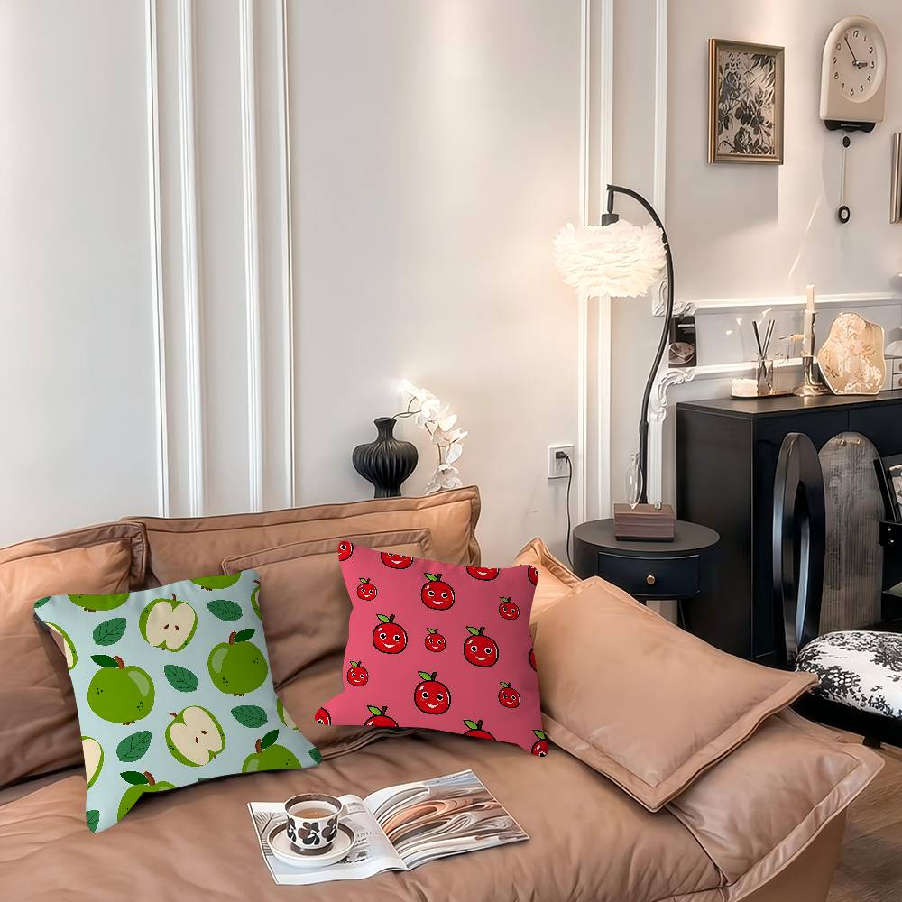 Cartoon Apple Simple Pillow Covers Cartoon Sofa Decorative Home Double-sided Printing Short Plush Cute Cushion Cover