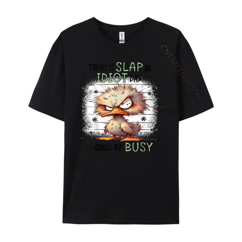 Cute Duck Today Is Slap An Idiot Day I M Gonna Be So Busy White T Shirt Men Anime T Shirts Japan Style