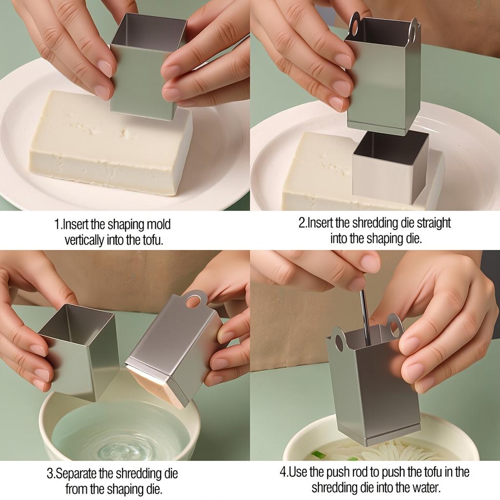 1Set Tofu Shredding Mold Multifunctional 304 Stainless Steel Manual Tofu Slicer, Quick Slicing Chrysanthemum Tofu Cutting Tool Cooking Tool