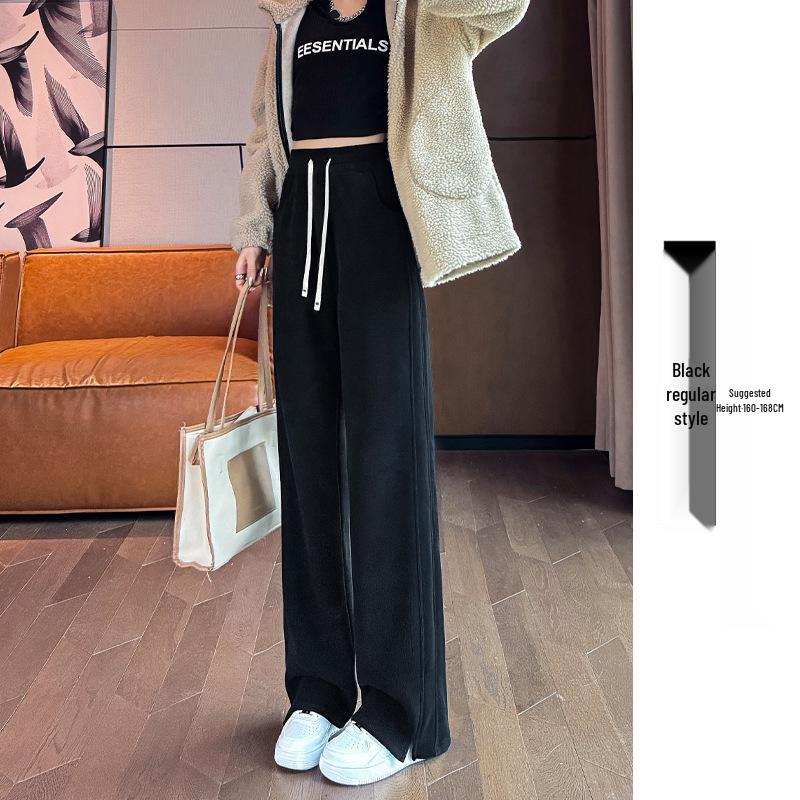 Women's Casual High Waist Slim Fit Banana Drape Sweatpants - Extra Long, Straight Leg Chenille Fleece for Autumn/Winter