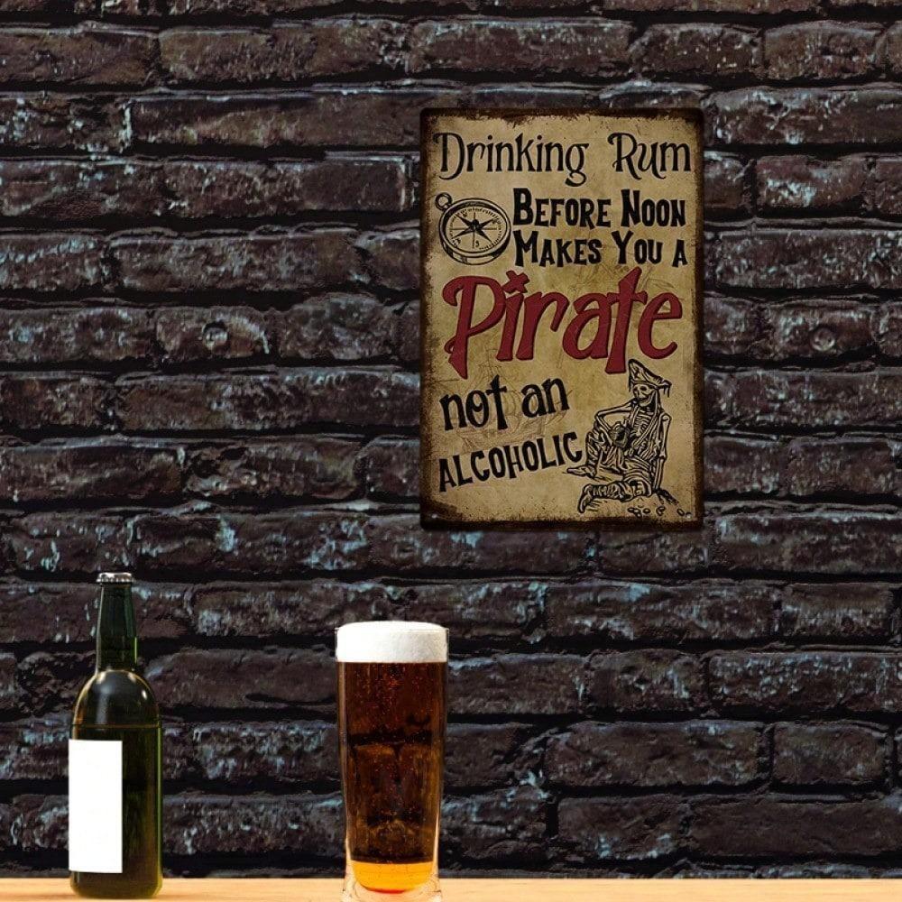 Tin Metal Wall Sign Vintage Pirate Rum Bar Decor Retro Home Pub Art 8x12 Inch