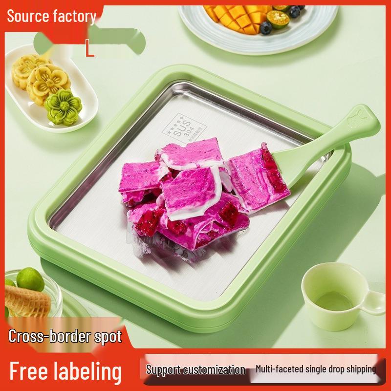 DIY Children's Fried Yogurt & Ice Cream Machine - Small Household 304 Ice Tray