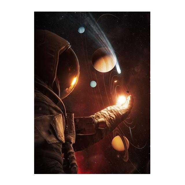 Neon Astronaut In Space Wild Flame Fantasy Landscape Canvas Paintings Wall Art Posters and Prints Living Room Home Decor Picture