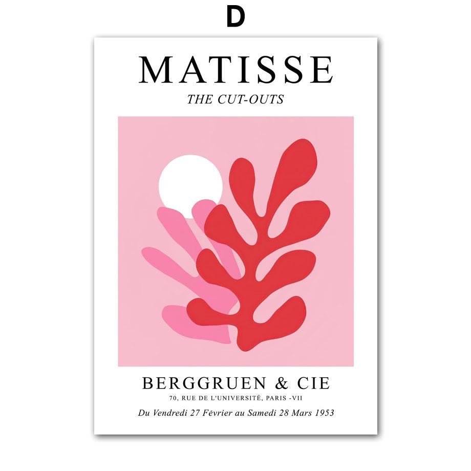 Ροζ Πεταλούδα Ματίς Κόκκινο Λουλούδι Παστέλ Αφηρημένη Τέχνη Τοίχου Καμβάς Ζωγραφική Αφίσες και Εκτυπώσεις Εικόνες Διακόσμηση Σαλονιού