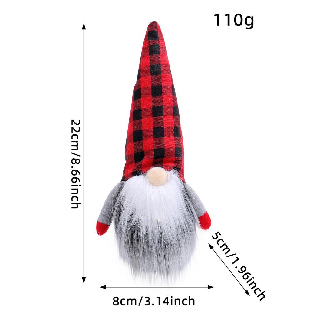 Christmas Gnome Plush Figure With Red Black Checkered Fabric For Holiday Decor
