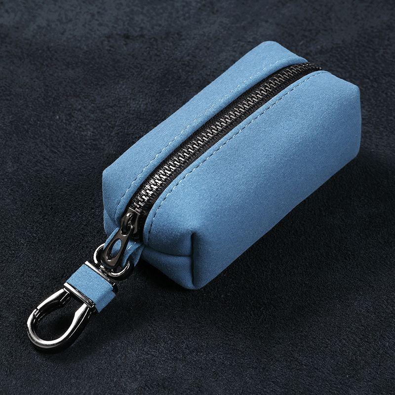 

Замшевая кожа Сумка-чехол для ключей Многофункциональный органайзер для ключей Чехол Для мужчин Женщин Blue Single Zipper