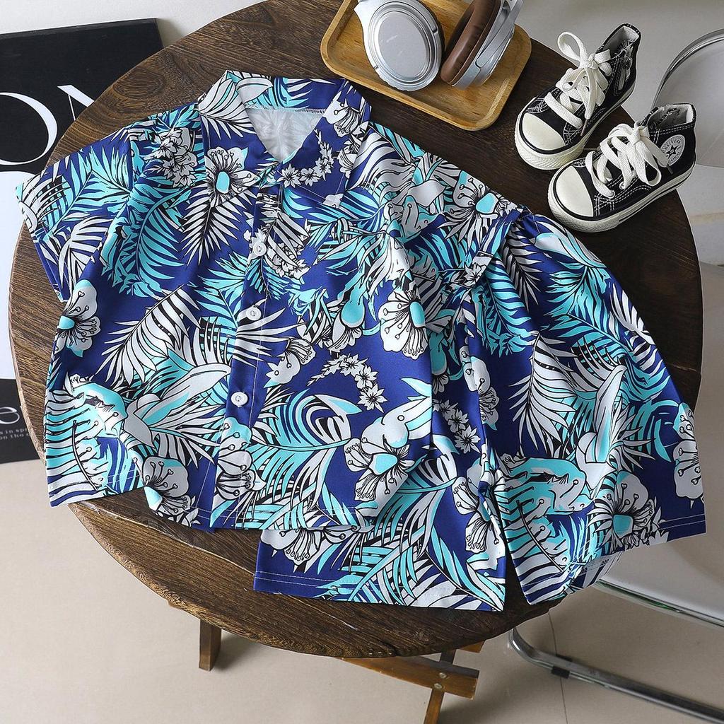 Trendy Summer Beach Short Sleeve Set for Kids – Handsome Two-Piece Outfit