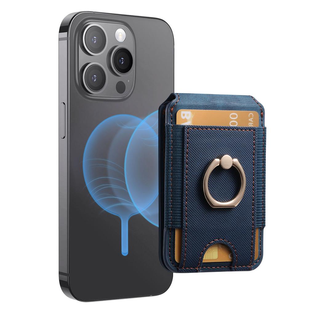 Ring Grip Strong Magnet PU Leather RFID Blocking Magnetic Card Holder Wallet for Iphone 17 16 15 14 13 12 Series Phone Wallets