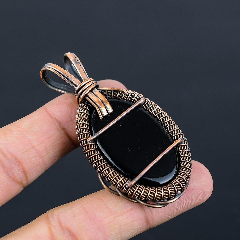 Attractive Blue Australian Triplet Opal Gemstone Pure Copper Wire Wrapped Handmade Jewelry Pendant