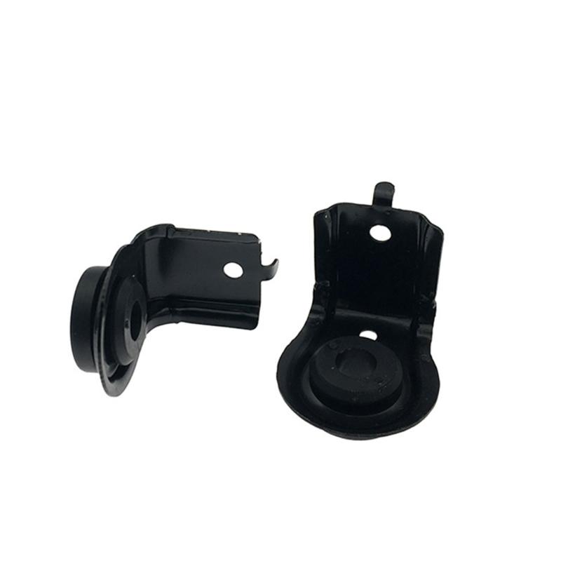 Upper Radiator Mount Repair Brackets, Pair of Black Formed Metal Supports with Integrated Rubber Bushings for Cooling System Maintenance