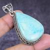 Natural Republic Larimar Gemstone 925 Sterling Silver Jewelry Pendant 1.97" ETC-14668