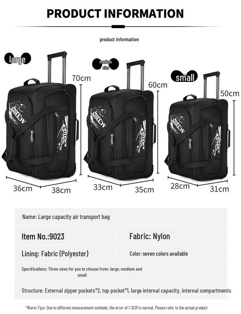 Сумка-візок великої місткості з 3 предметів із тканини Оксфорд із трьома колесами для подорожей