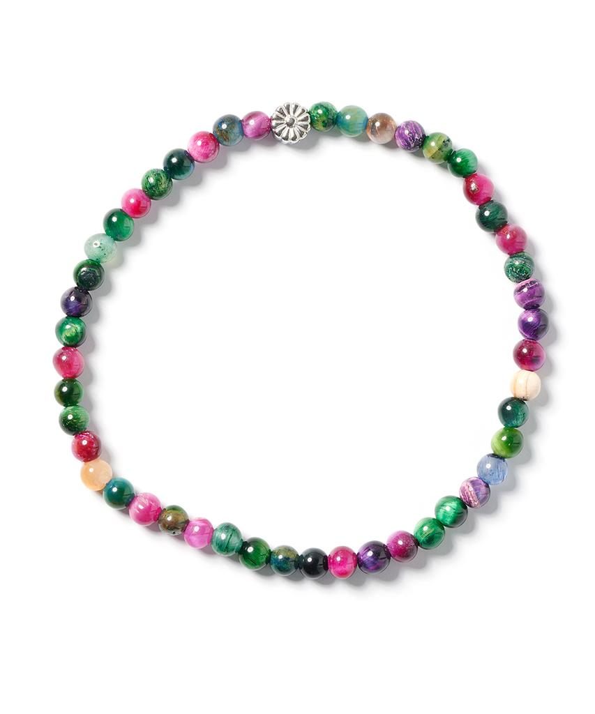 Jbans Classic Chrysanthemum Pendant 4Mm Slim Mixed Color Gemstone Bracelet (C2503Ac1337_Gn)