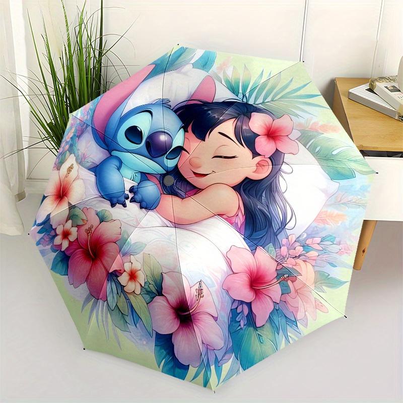 

Lilo and Stitch Automatic Opening and Closing Umbrella 8 Ribs Windproof Portable Folding Umbrella with Plastic Handle, Suitable for Casual