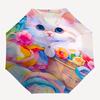 1pc Floral Basket with Cute Cat Automatic Opening Folding Umbrella, Portable Design, 8-Bone Iron Frame, Outdoor, Perfect Gift for Fans, Travelers