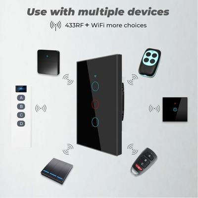 US Plug WiFi Smart Light Switch Touch Control App Control Touch Sensor Switch Remote Control Single Open Voice Controlled Switch