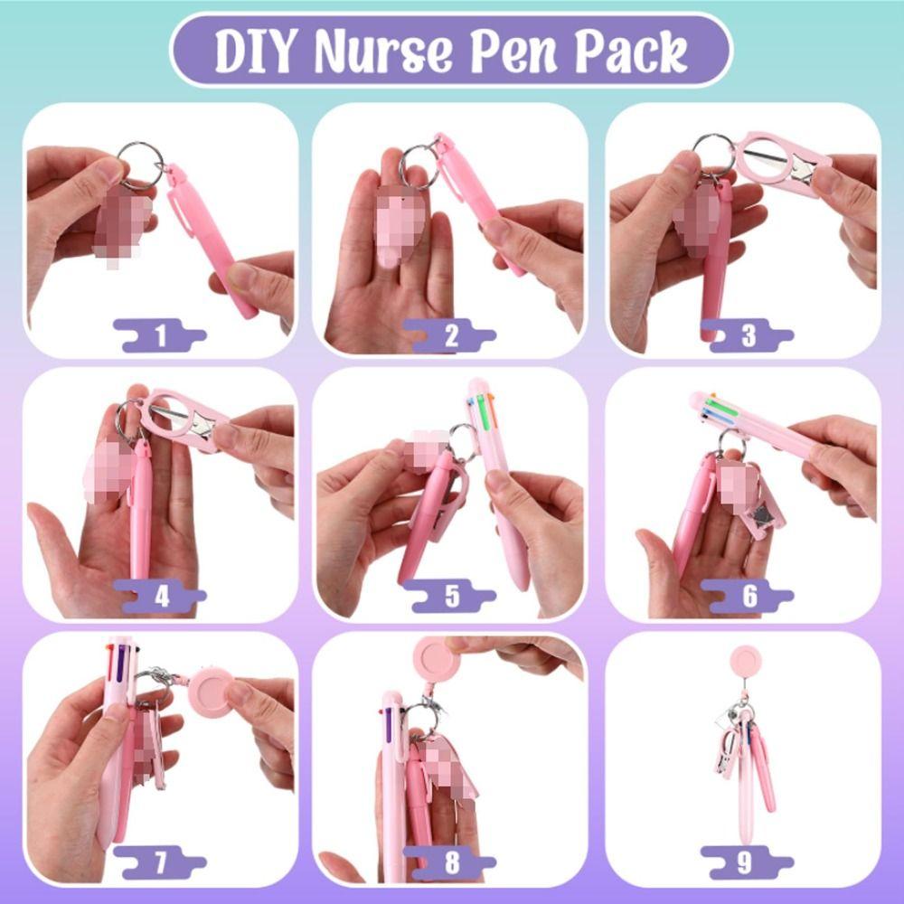 Portable Nurse Pen Pack Retractable Nurse Badge Clip DIY ID Badge Reels