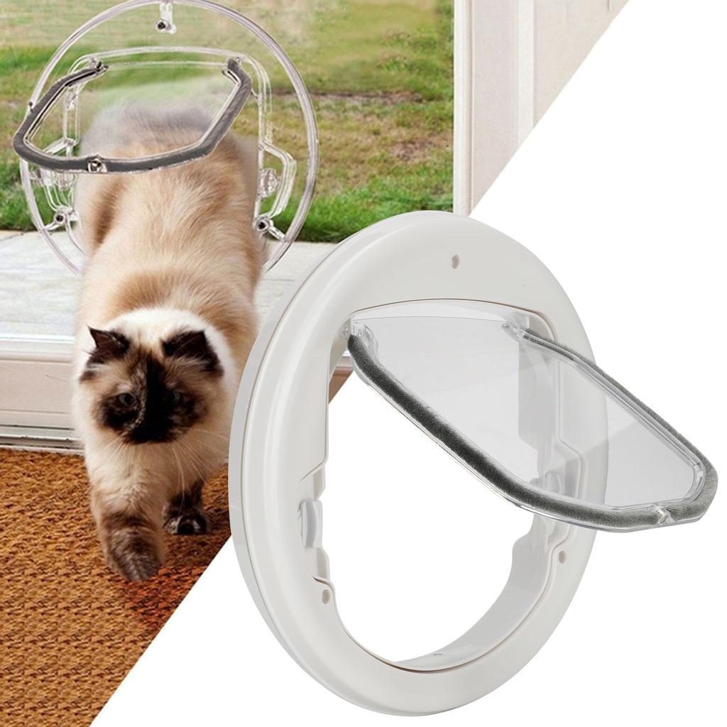 Twoway In Out Pet Dog Cat Flap Magnet Door Round Plastic Doorway Supply White Color