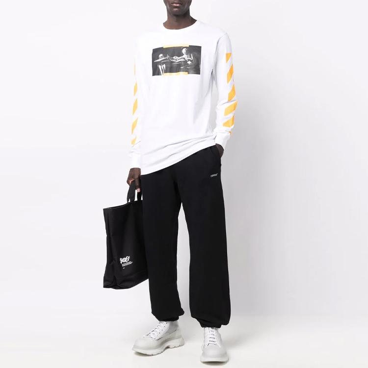Off-White Caravaggio Painting Print Long-Sleeve Tee White/Yellow Men Tops OMAB001F21JER0040184
