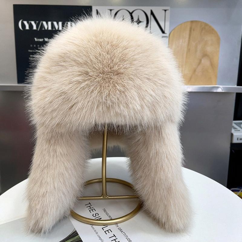 New Thicken Faux Fur Winter Warm Ear Protection Bomber Hat Outdoor Russian Windproof Anti-cold Furry Earflap Hat For Skiing