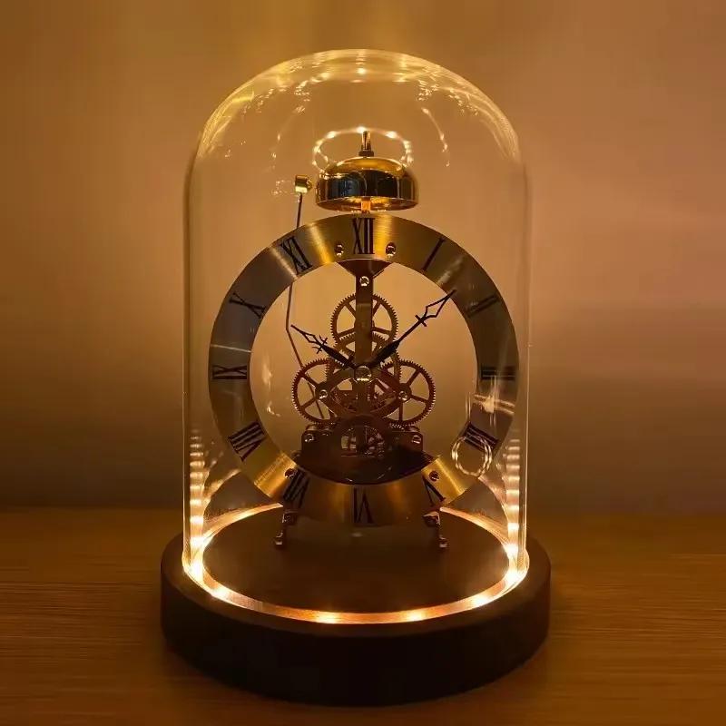 New Black Walnut Solid Wood Luminous Base Clock: Lingjing Time Mechanical Movement Hotel Villa Model Room