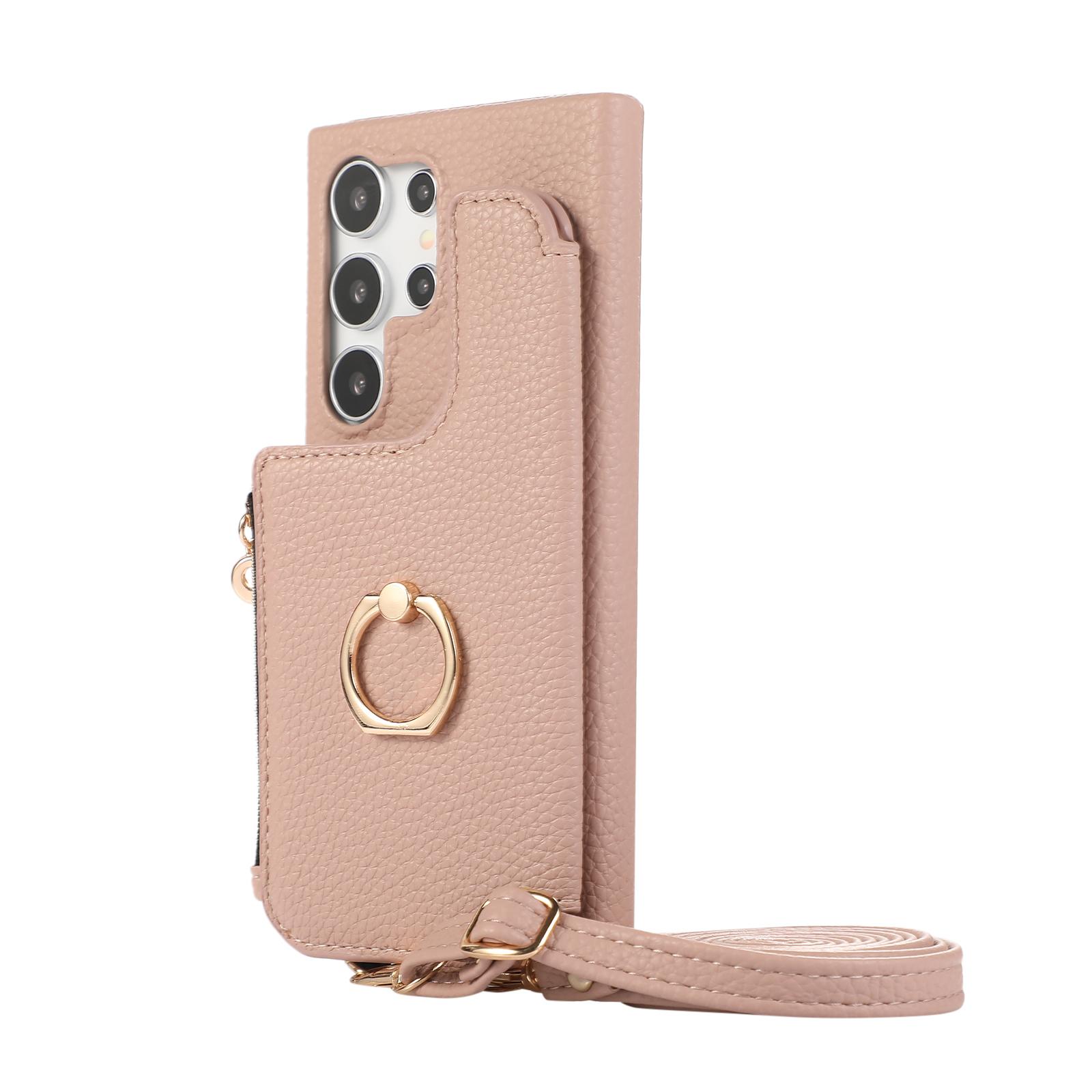 

Zipper Cards Holder Leather Wallet Ring Makeup Mirror Case For Samsung Galaxy S24 Ultra S23 Plus S22 A15 A35 A55 A05 A25 Cover For Samsung A25