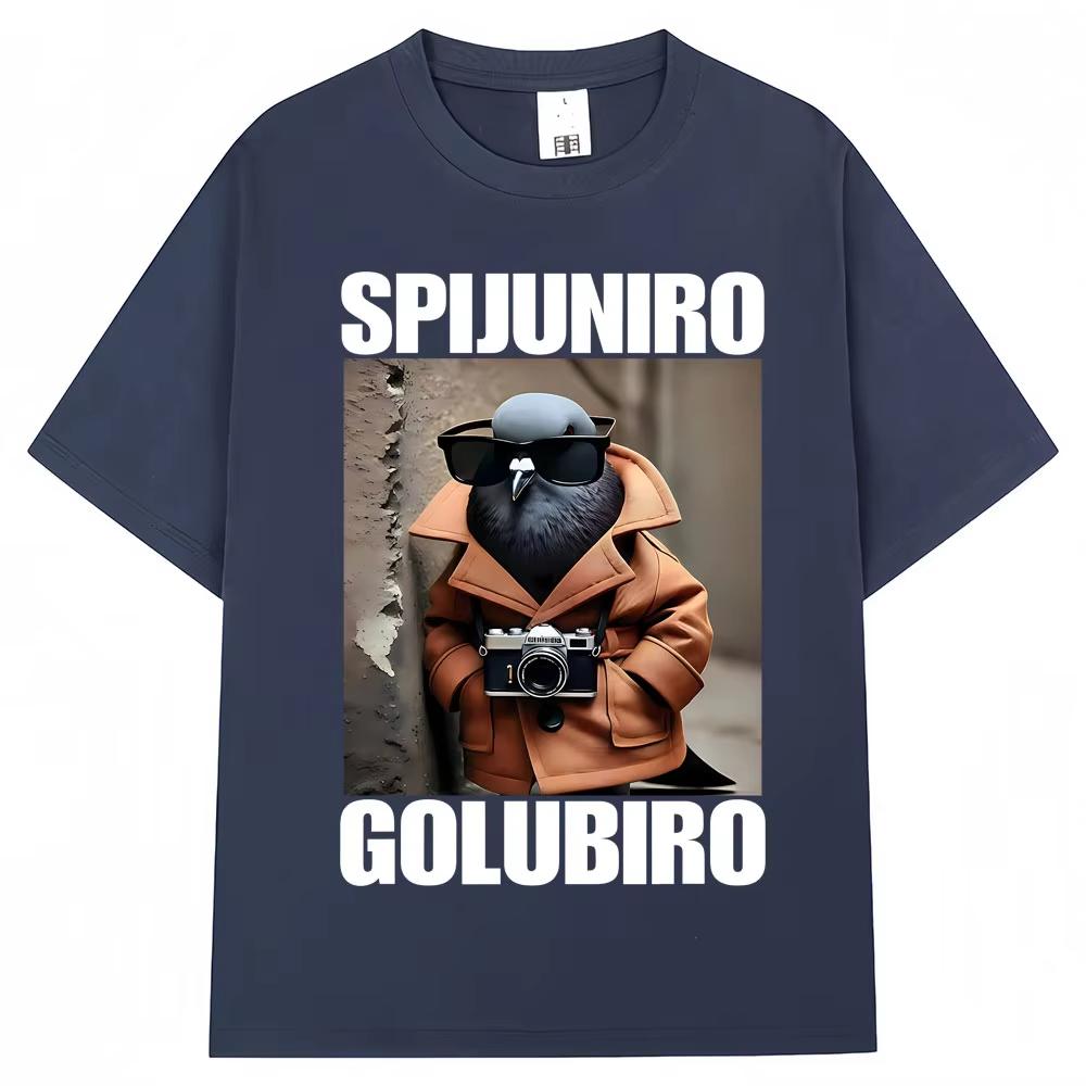 

2025 Spijuniro Golubiro Funny Italian Brainrot Meme T Shirt Humor Pigeon Graphic Men s Novelty T-shirts Fashion Soft Cotton Tees 4XL