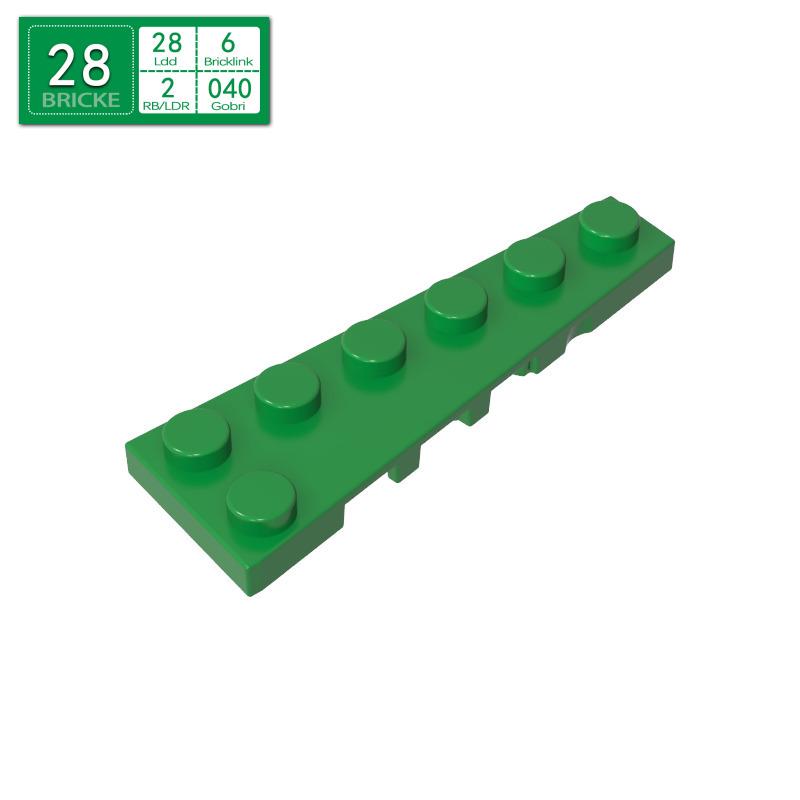 BRICKE 78444 6x2 Right Wedge Building Block - LEGO Compatible MOC Accessory 41pcs зелёный