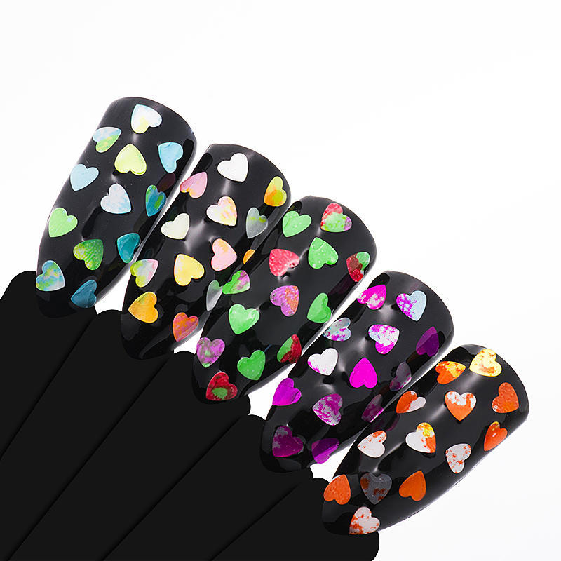 

Разноцветные блестки, лазерные блестки в форме сердца, хлопья, украшения для дизайна ногтей, маникюр
