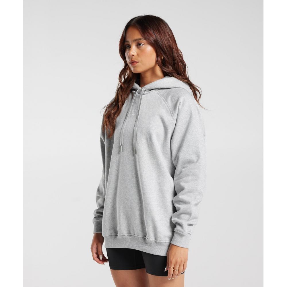Gymshark Training Oversized Fleece Hoodie Light Grey Core Marl B5a7n Gbcn