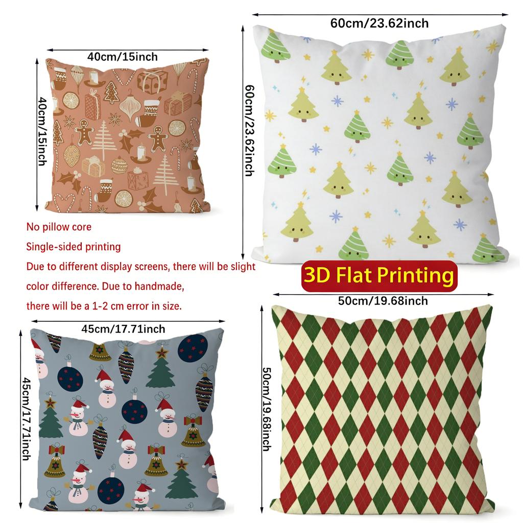 Christmas Cute Throw Pillow Covers Pattern Cushion Cover Suitable for Sofa Bedroom Car Pillow Cover