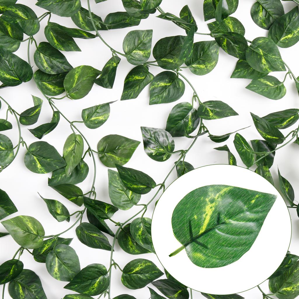 Artificial Ivy Leaf Rattan Creeper Leaves Vine Hanging Garland DIY Fake Flowers Plants for Garden Wedding Party Home Decor 2.4m