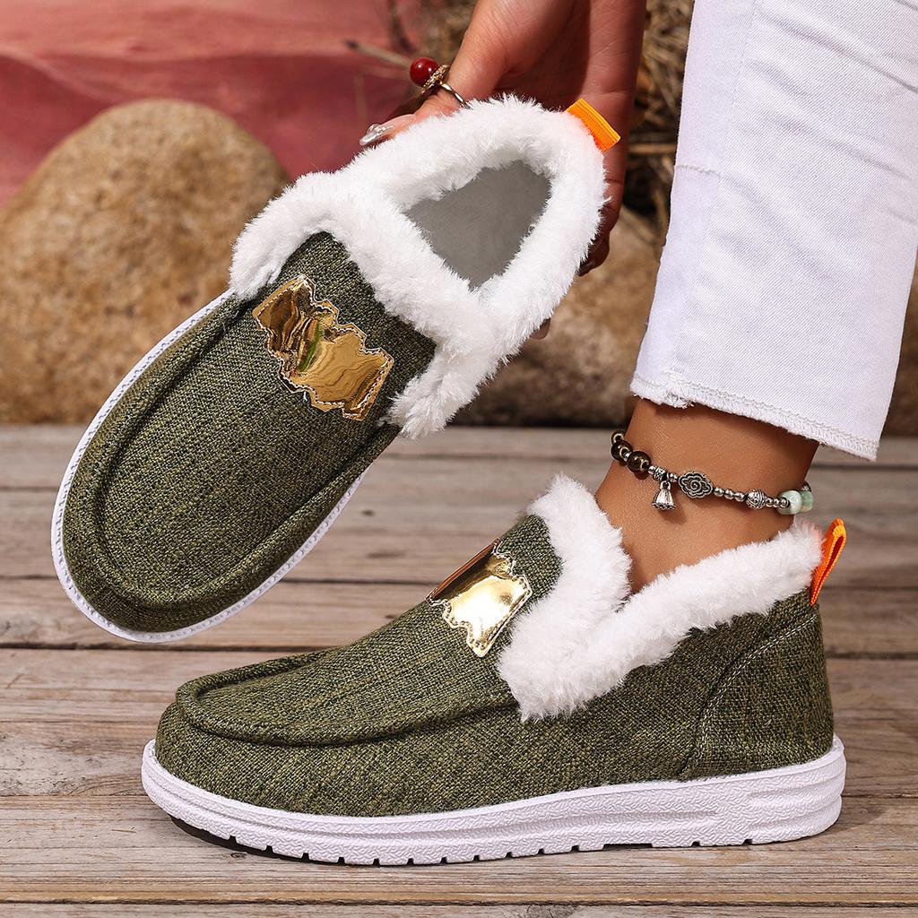 Women Snow Boots Solid Round Toe Sports Shoes Warm Casual Cotton Shoes Winter New Plush Ankle Boots Flats Loafers Female Ladies