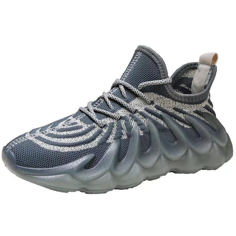 Autumn New Men's Shoes Fashion Jelly Sole Sports Shoes Comfortable Breathable Running Shoes Large Size Cross-border Leisure