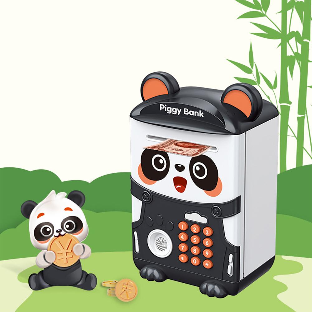 Electronic Piggy Bank With Fingerprint Recognition Password Cartoon Panda Money Bank Auto Scroll Money Saving Box Gifts For Kids