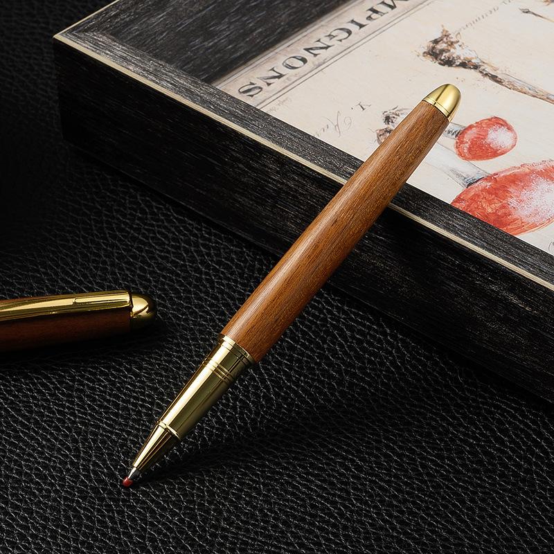 Brass ballpoint pen, business signature pen, wooden business gift pen
