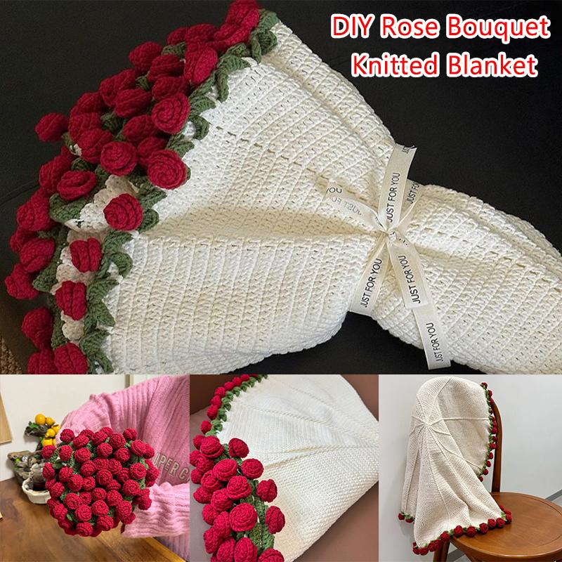 Handmade Wool Diy Bouquet Blanket Crochet Blanket Gift For Mother,Girlfriend,Sofa Blanket Surprise Flower Bouquet