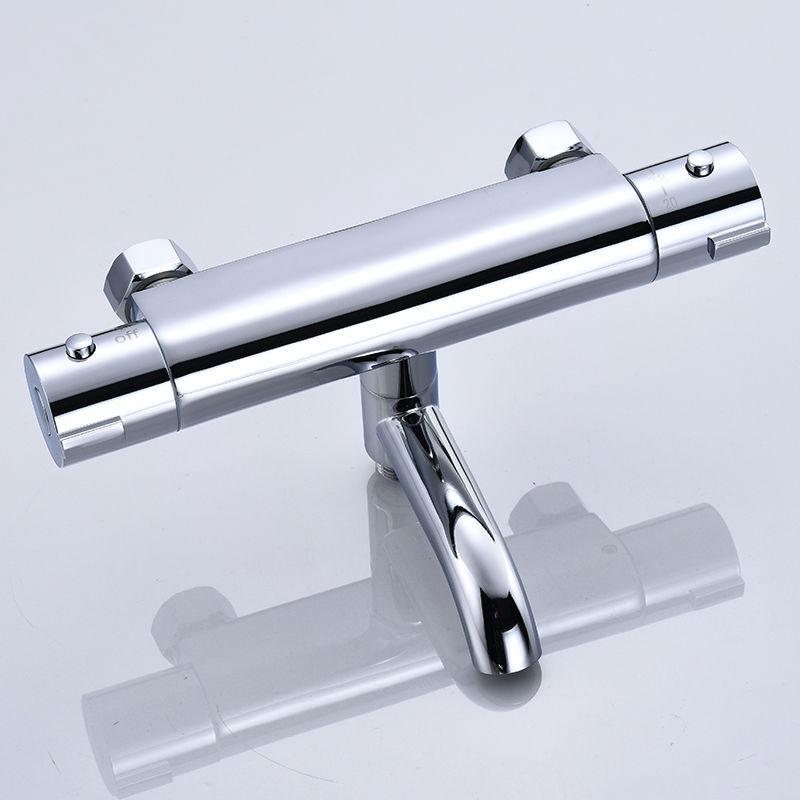 Copper Solar Thermostatic Mixing Valve Concealed Shower Faucet with Auto Temp Control and Bottom Outlet
