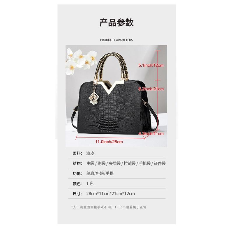 Women’s Large Capacity Crocodile Pattern Top Handle Bag, Light Luxury High-End All-Match Shoulder Crossbody Fashion Purse