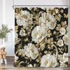 Vintage Floral Shower Curtain Plant Butterfly Floral Bathroom Curtain Decorative Polyester Bathtub Curtain With Hook
