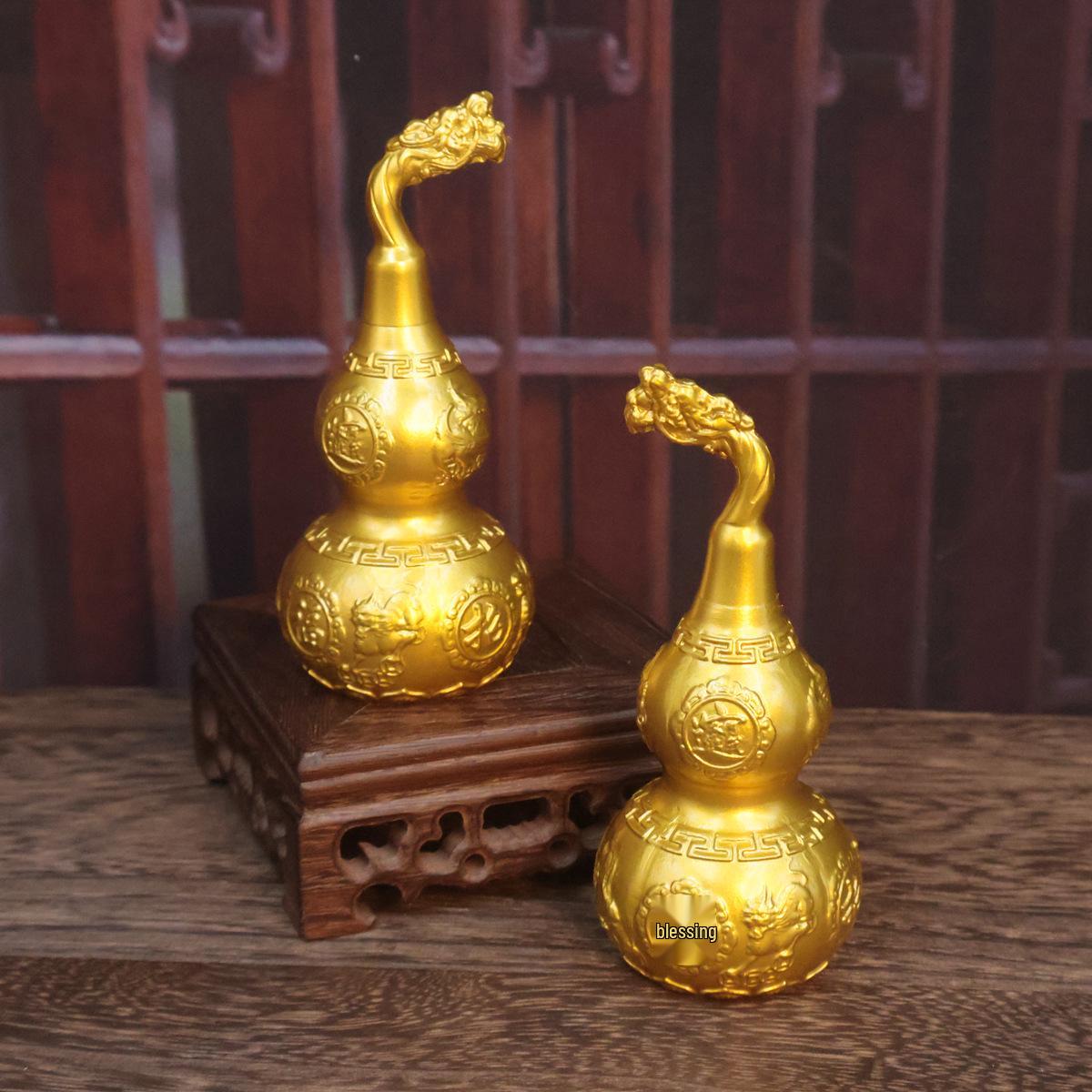 Small Brass Pixiu Gourd Faucet: Attract Wealth & Treasure, Ideal for Office or Entrance Décor 10cm Dragon Faucet Pixiu Gourd