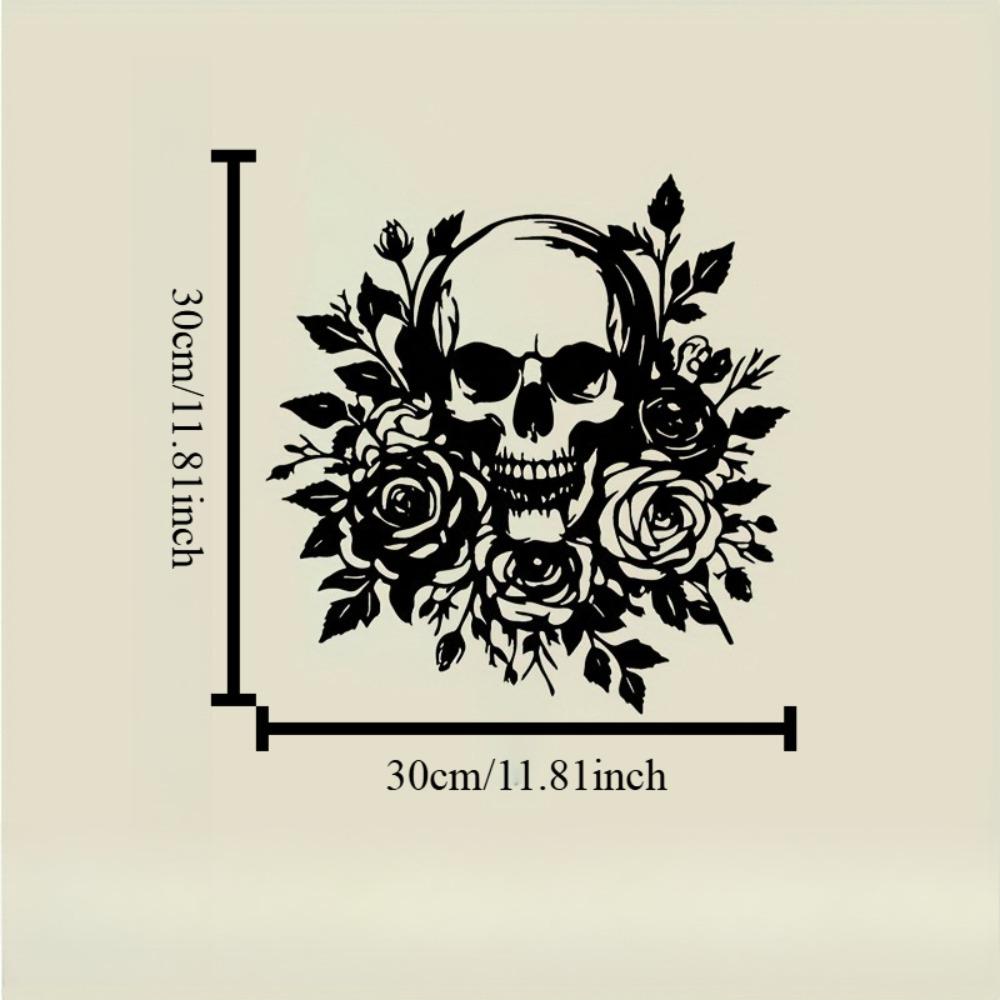 

Metal Wall Art Skull with Roses, Black Gothic Design for Halloween Christmas Gift, Living Room Bedroom Bar Patio Decor 12in