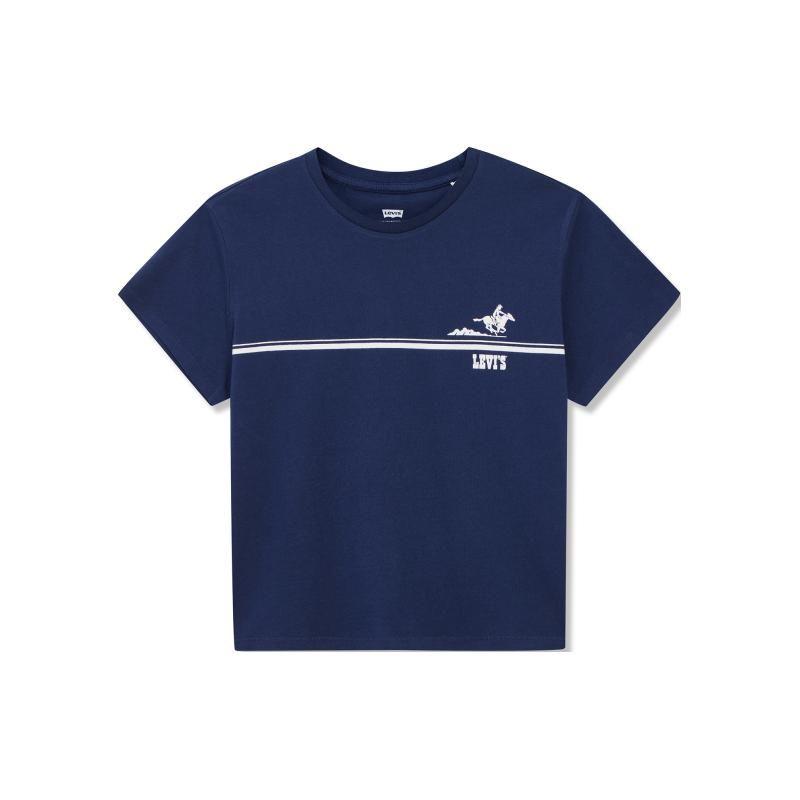 

Женская футболка Levis с принтом, круглым вырезом, коротким рукавом, повседневная, топы, темно-синяя A2226-0076 S